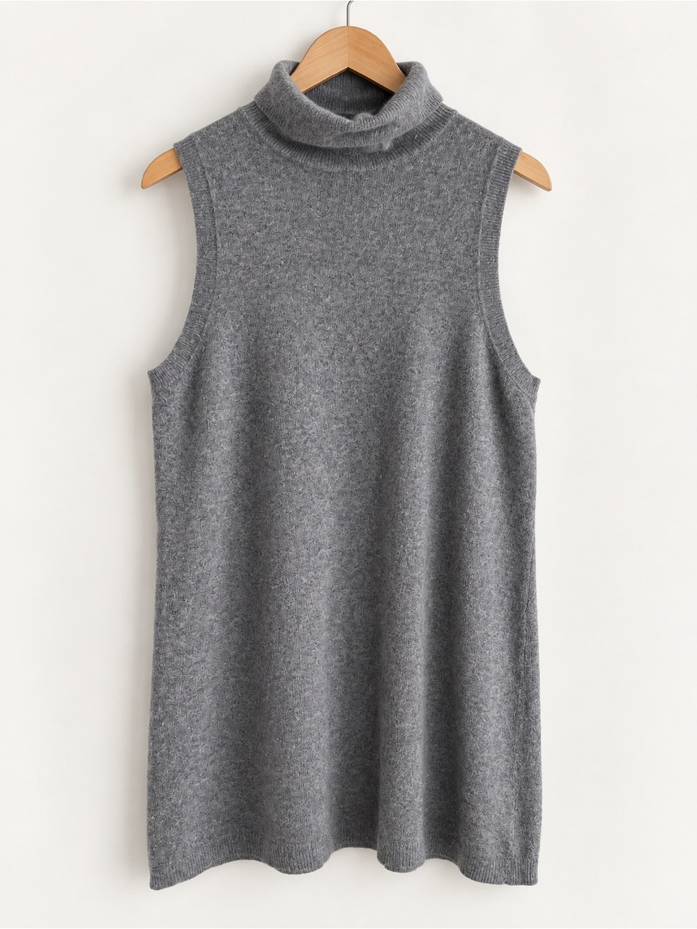 BCBG Maxazria Sleeveless Turtleneck Knit Top - Gray